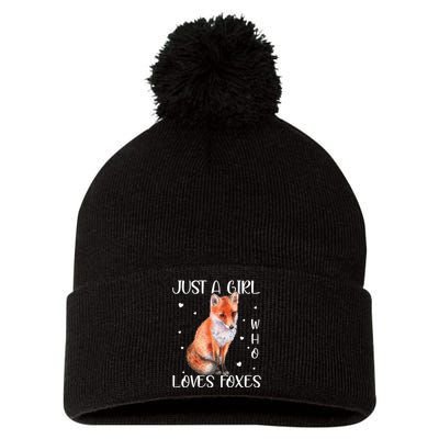 Just A Girl Who Loves Foxes Pom Pom 12in Knit Beanie