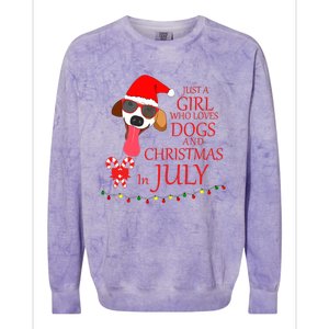 Just a Girl Who loves Dogs and Christmas in July Summer Gift Colorblast Crewneck Sweatshirt