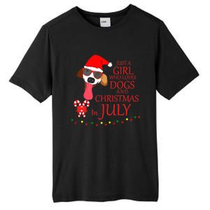 Just a Girl Who loves Dogs and Christmas in July Summer Gift Tall Fusion ChromaSoft Performance T-Shirt