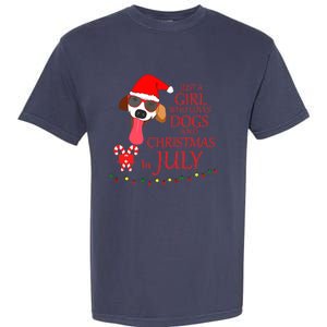 Just a Girl Who loves Dogs and Christmas in July Summer Gift Garment-Dyed Heavyweight T-Shirt