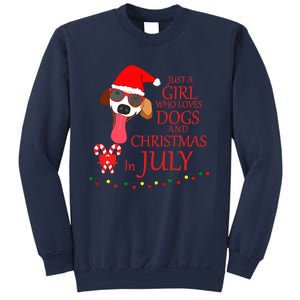 Just a Girl Who loves Dogs and Christmas in July Summer Gift Sweatshirt