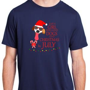 Just a Girl Who loves Dogs and Christmas in July Summer Gift Adult ChromaSoft Performance T-Shirt