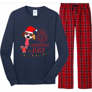 Just a Girl Who loves Dogs and Christmas in July Summer Gift Long Sleeve Pajama Set