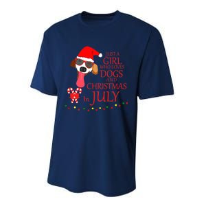 Just a Girl Who loves Dogs and Christmas in July Summer Gift Performance Sprint T-Shirt