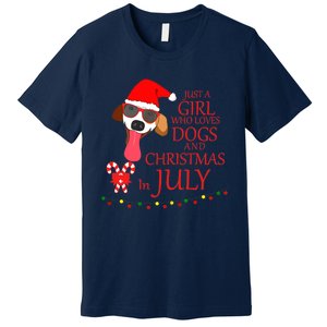 Just a Girl Who loves Dogs and Christmas in July Summer Gift Premium T-Shirt