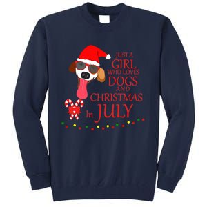 Just a Girl Who loves Dogs and Christmas in July Summer Gift Tall Sweatshirt