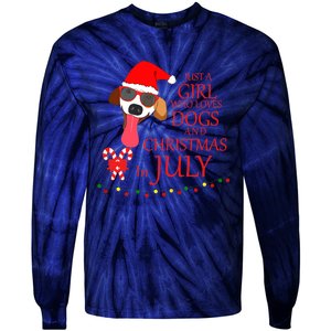 Just a Girl Who loves Dogs and Christmas in July Summer Gift Tie-Dye Long Sleeve Shirt