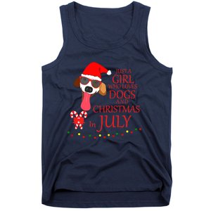 Just a Girl Who loves Dogs and Christmas in July Summer Gift Tank Top