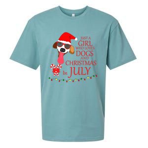 Just a Girl Who loves Dogs and Christmas in July Summer Gift Sueded Cloud Jersey T-Shirt