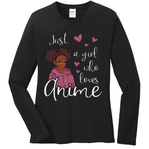 Just A Girl Who Loves Anime African American Ladies Long Sleeve Shirt