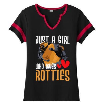 Just A Girl Who Loves Rotties Rottweiler Dog Owner Puppy Ladies Halftime Notch Neck Tee