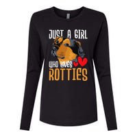 Just A Girl Who Loves Rotties Rottweiler Dog Owner Puppy Womens Cotton Relaxed Long Sleeve T-Shirt