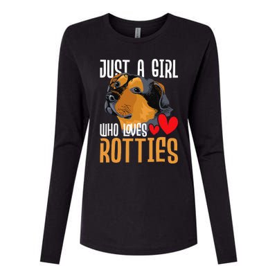 Just A Girl Who Loves Rotties Rottweiler Dog Owner Puppy Womens Cotton Relaxed Long Sleeve T-Shirt