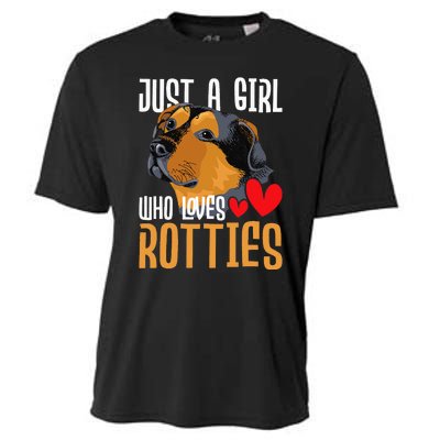 Just A Girl Who Loves Rotties Rottweiler Dog Owner Puppy Cooling Performance Crew T-Shirt