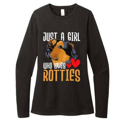 Just A Girl Who Loves Rotties Rottweiler Dog Owner Puppy Womens CVC Long Sleeve Shirt