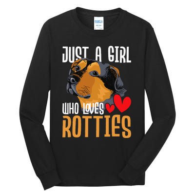 Just A Girl Who Loves Rotties Rottweiler Dog Owner Puppy Tall Long Sleeve T-Shirt