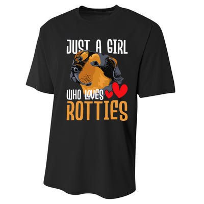 Just A Girl Who Loves Rotties Rottweiler Dog Owner Puppy Performance Sprint T-Shirt