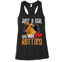 Just A Girl Who Loves Rotties Rottweiler Dog Owner Puppy Women's Racerback Tank