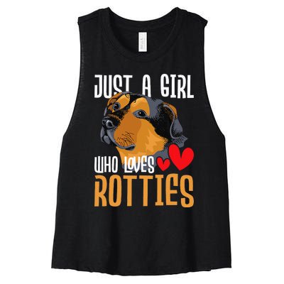 Just A Girl Who Loves Rotties Rottweiler Dog Owner Puppy Women's Racerback Cropped Tank