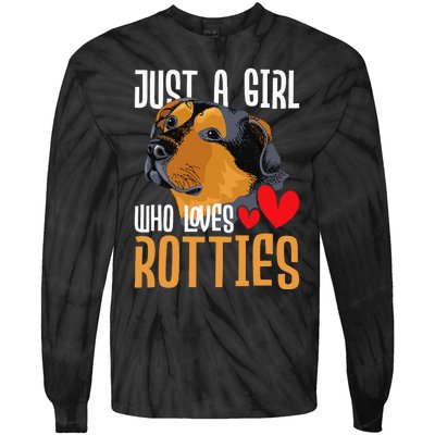 Just A Girl Who Loves Rotties Rottweiler Dog Owner Puppy Tie-Dye Long Sleeve Shirt