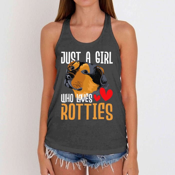 Just A Girl Who Loves Rotties Rottweiler Dog Owner Puppy Women's Knotted Racerback Tank