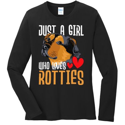 Just A Girl Who Loves Rotties Rottweiler Dog Owner Puppy Ladies Long Sleeve Shirt