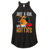 Just A Girl Who Loves Rotties Rottweiler Dog Owner Puppy Women's Perfect Tri Rocker Tank