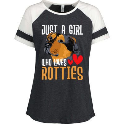 Just A Girl Who Loves Rotties Rottweiler Dog Owner Puppy Enza Ladies Jersey Colorblock Tee