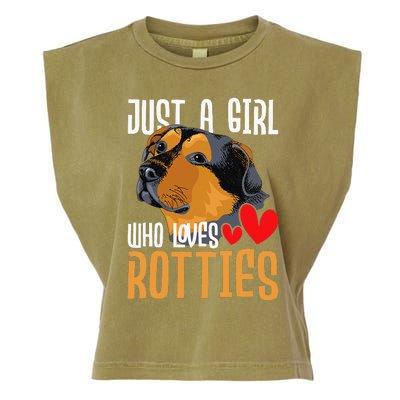 Just A Girl Who Loves Rotties Rottweiler Dog Owner Puppy Garment-Dyed Women's Muscle Tee