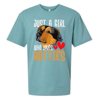 Just A Girl Who Loves Rotties Rottweiler Dog Owner Puppy Sueded Cloud Jersey T-Shirt