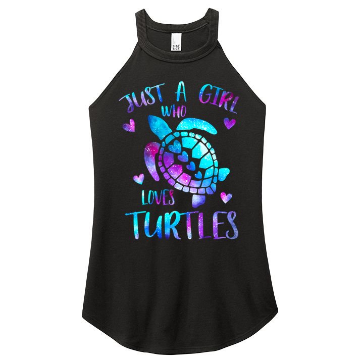 Just A Girl Who Loves Turtles Galaxy Space Sea Turtle Lover Meaningful Gift Women's Perfect Tri Rocker Tank