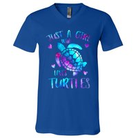 Just A Girl Who Loves Turtles Galaxy Space Sea Turtle Lover Meaningful Gift V-Neck T-Shirt