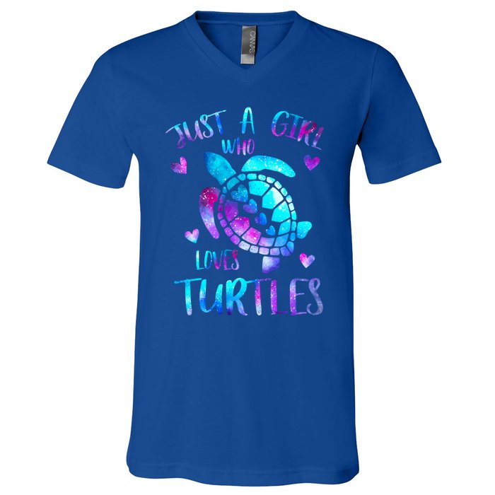 Just A Girl Who Loves Turtles Galaxy Space Sea Turtle Lover Meaningful Gift V-Neck T-Shirt