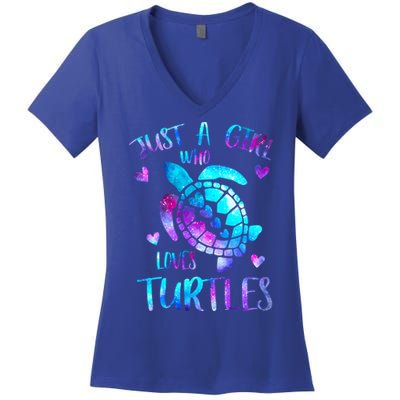 Just A Girl Who Loves Turtles Galaxy Space Sea Turtle Lover Meaningful Gift Women's V-Neck T-Shirt