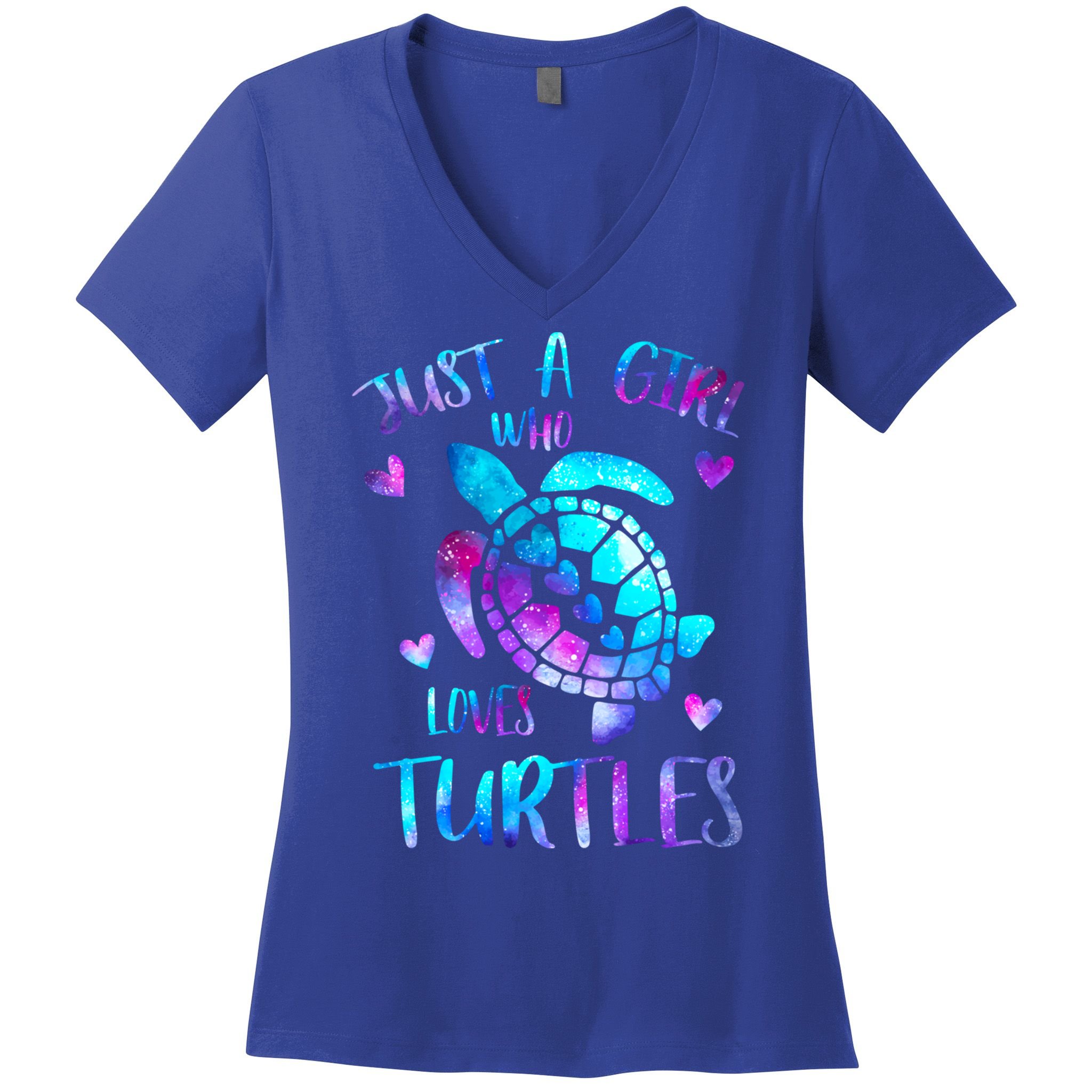 Just A Girl Who Loves Turtles Galaxy Space Sea Turtle Lover Meaningful Gift Women's V-Neck T-Shirt