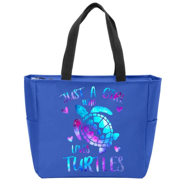 Just A Girl Who Loves Turtles Galaxy Space Sea Turtle Lover Meaningful Gift Zip Tote Bag