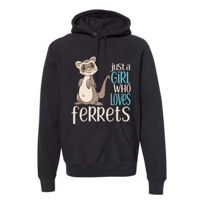 Just A Girl Who Loves Ferrets Gift For Girl Women Premium Hoodie