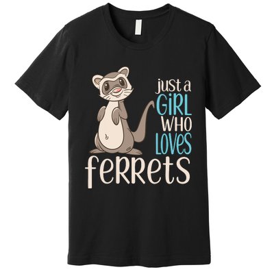 Just A Girl Who Loves Ferrets Gift For Girl Women Premium T-Shirt