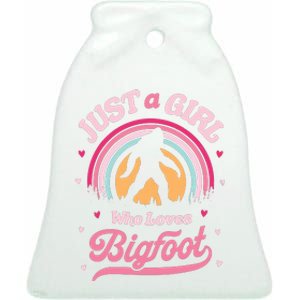 Just A Girl Who Loves Bigfoot Funny Funny Funny Bigfoot Ceramic Bell Ornament