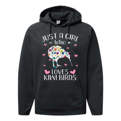 Just A Girl Who Loves Kiwis Cute Kiwi Lover Girls Kids Performance Fleece Hoodie