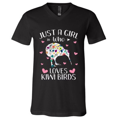 Just A Girl Who Loves Kiwis Cute Kiwi Lover Girls Kids V-Neck T-Shirt