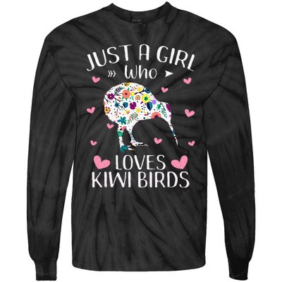 Just A Girl Who Loves Kiwis Cute Kiwi Lover Girls Kids Tie-Dye Long Sleeve Shirt