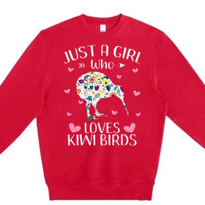 Just A Girl Who Loves Kiwis Cute Kiwi Lover Girls Kids Premium Crewneck Sweatshirt