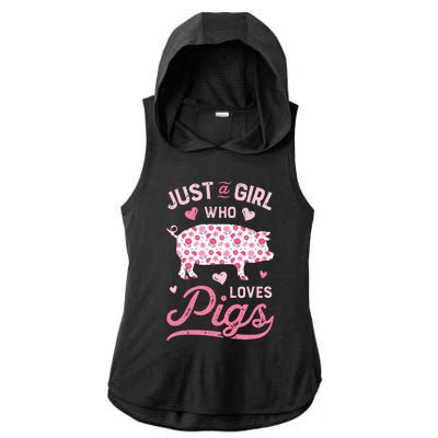 Just A Girl Who Loves Pigs Funny Pig Lover Ladies PosiCharge Tri-Blend Wicking Draft Hoodie Tank