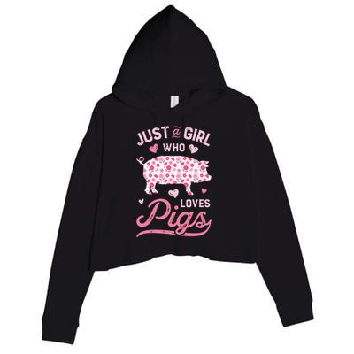 Just A Girl Who Loves Pigs Funny Pig Lover Crop Fleece Hoodie