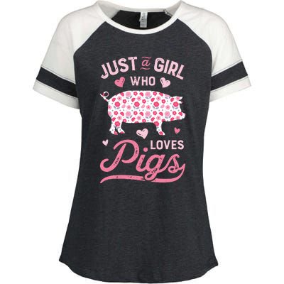 Just A Girl Who Loves Pigs Funny Pig Lover Enza Ladies Jersey Colorblock Tee