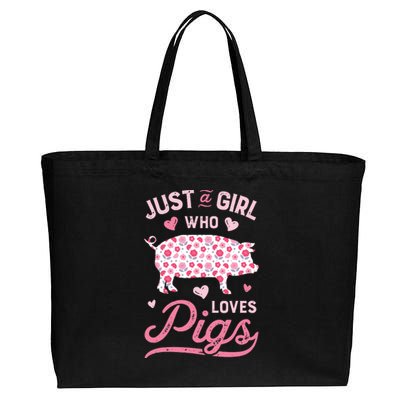 Just A Girl Who Loves Pigs Funny Pig Lover Cotton Canvas Jumbo Tote