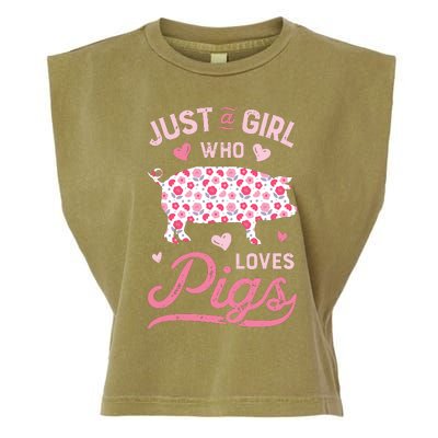 Just A Girl Who Loves Pigs Funny Pig Lover Garment-Dyed Women's Muscle Tee