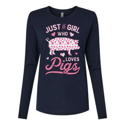 Just A Girl Who Loves Pigs Funny Pig Lover Womens Cotton Relaxed Long Sleeve T-Shirt