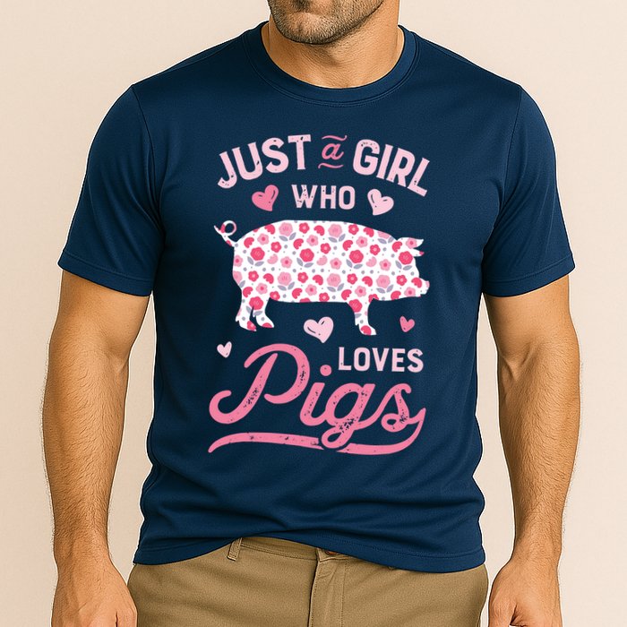 Just A Girl Who Loves Pigs Funny Pig Lover Cooling Performance Crew T-Shirt